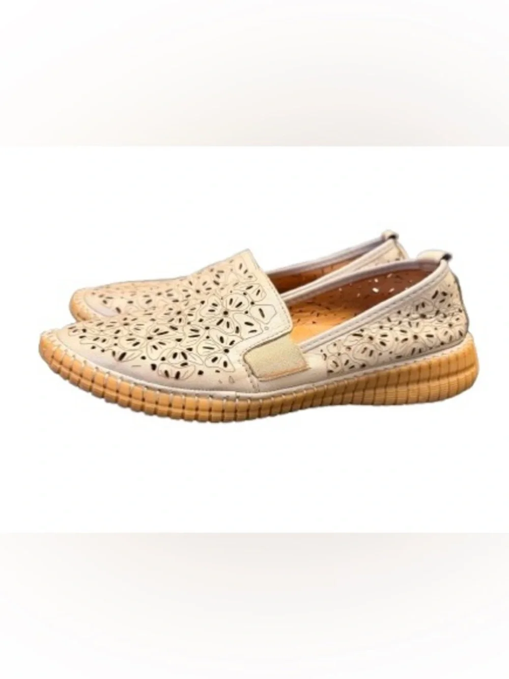 Spring Step Jookin Floral Laser Cut Leather Loafers Slip-On 10-10.5 Women’s 41